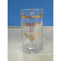 Beer glass mug with real gold decal